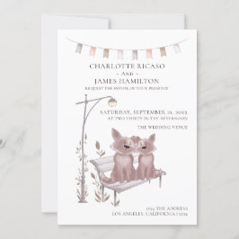 Twee honden op een kerkdiertje met het huwelijk aankondiging