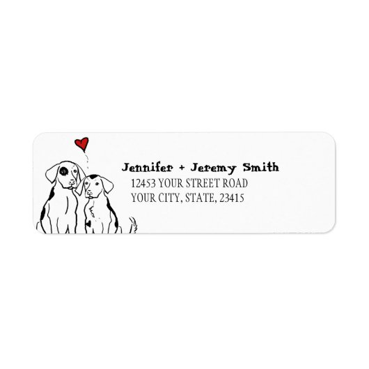 Twee Honden Puppy Liefde Retouradres Label (Voorkant)