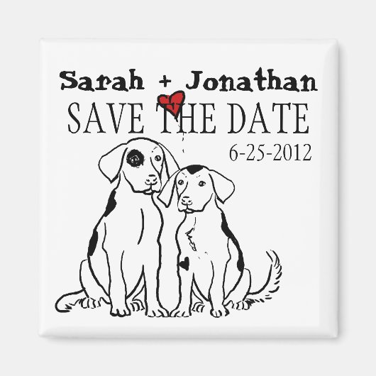Twee Honden Puppy Liefde Save The Date Magneet (Voorkant)