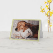 Twee Honden Snuggling, Dierenverlies Sympathie Kaart (Gele Bloem)