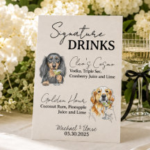 Twee honden trouwende signature drankjes bar bord