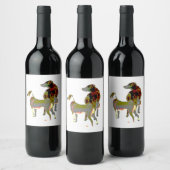 Twee honden wijn etiket (Flessen)