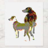 Twee honden wijn etiket (Enkel label)