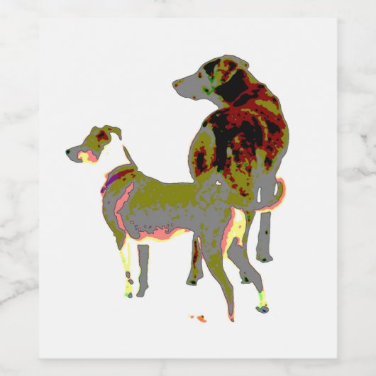 Twee honden wijn etiket (Enkel label)