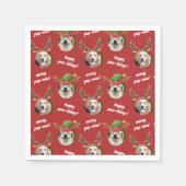 Twee Hondenfoto Elf & Rendier Antler Pet Kerst Servet (Voorkant)