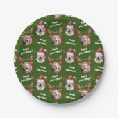 Twee Hondenfoto Santa Rendier Antler Pet Kerst Papieren Bordje (Voorkant)