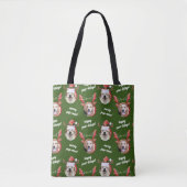 Twee Hondenfoto Santa Rendier Antler Pet Kerst Tote Bag (Voorkant)