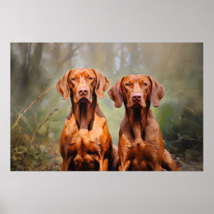 Twee Hongaarse Vizslas Poster