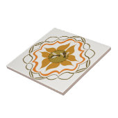 Twee honingbijen zitten op gele bloem tegeltje (Zijkant)