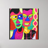 Twee hoofden acryl olie op doek van Moji Okubule Canvas Afdruk (Voorkant)