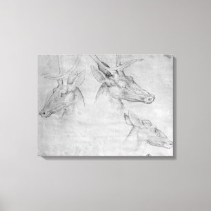 Twee hoofden, één kop van een doe canvas afdruk