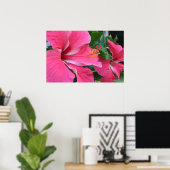 Twee hot-roze hibiscus poster (Thuiskantoor)