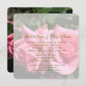 Twee hot-roze roos flower verlovingsfeest kaart (Voorkant / Achterkant)