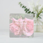 Twee hot-roze roos flower verlovingsfeest kaart (Staand voorkant)