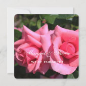 Twee hot-roze roos flower verlovingsfeest kaart (Achterkant)