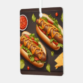 Twee hotdog metalen ornament (Voorkant links)