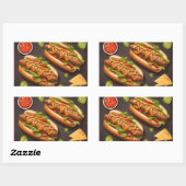 Twee hotdog rechthoekige sticker (Vel)