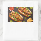 Twee hotdog rechthoekige sticker (Tas)