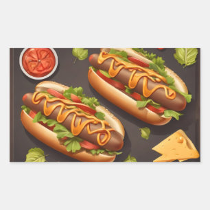 Twee hotdog rechthoekige sticker