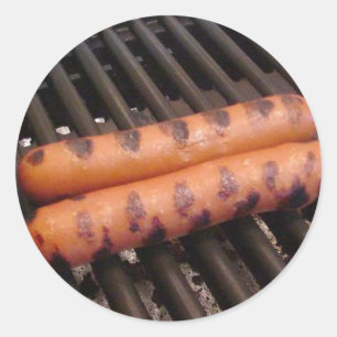 Twee hotdogs Grilling Ronde Sticker