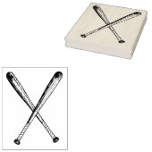 Twee  houten honkbalknuppels rubberen kunststempel rubberstempel (Gestempeld)