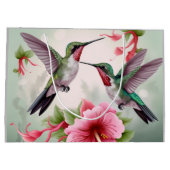 Twee Hummingvogels met roze Hibiscus Flower Groot Cadeauzakje (Achterkant)