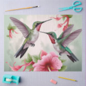 Twee Hummingvogels met roze Hibiscus Flower Tissuepapier (Craft)