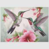 Twee Hummingvogels met roze Hibiscus Flower Tissuepapier (Voorkant)