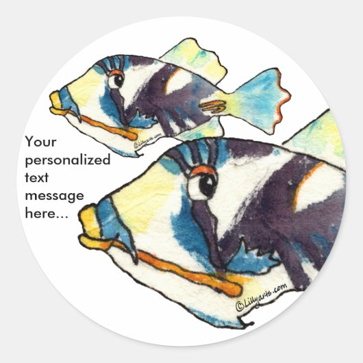 Twee Humu Humus Fish gepersonaliseerde Stickers (Voorkant)