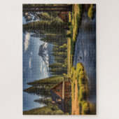 Twee hutten aan de rivier legpuzzel (Verticaal)