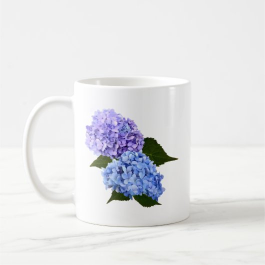 Twee Hydrangea Lavendel en Blauw Koffiemok (Links)