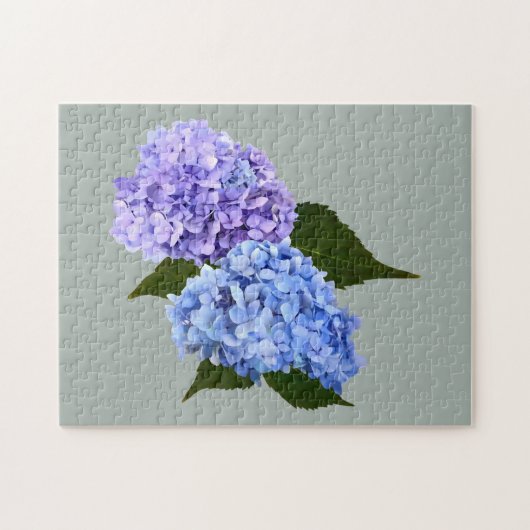 Twee Hydrangea Lavendel en Blauw Legpuzzel (Horizontaal)