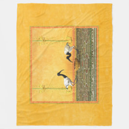 Twee ibis drink uit een gouden kom fleece deken