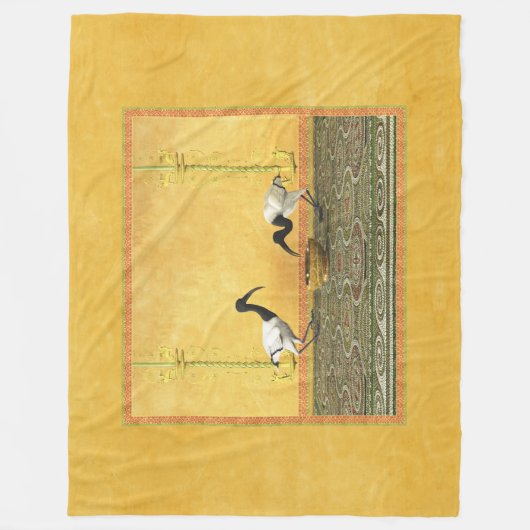 Twee ibis drink uit een gouden kom fleece deken (Voorkant)
