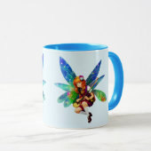 Twee identieke rotswanden met grote blauwe vleugel mok (Voorkant rechts)