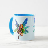 Twee identieke rotswanden met grote blauwe vleugel mok (Voorkant links)