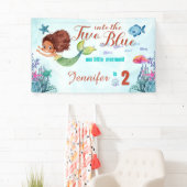 Twee in de Blauwe Bruine Zeemeermin Meisjes 2e ver Spandoek (Insitu)