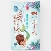 Twee in de Blauwe Bruine Zeemeermin Meisjes 2e ver Spandoek (Verticaal)