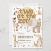 Twee in de dierentuin safari dieren kinderen verja kaart (Voorkant)