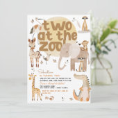 Twee in de dierentuin safari dieren kinderen verja kaart (Staand voorkant)
