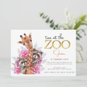 Twee in de dierentuin safari dieren kinderen verja kaart (Staand voorkant)