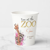 Twee in de dierentuin safari dieren kinderen verja papieren bekers (Voorkant)