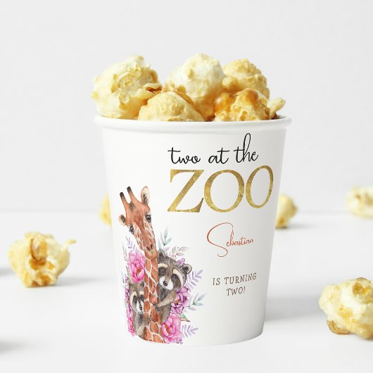 Twee in de dierentuin safari dieren kinderen verja papieren bekers