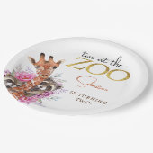 Twee in de dierentuin safari dieren kinderen verja papieren bordje (Gekanteld)