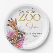 Twee in de dierentuin safari dieren kinderen verja papieren bordje (Voorkant)