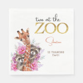 Twee in de dierentuin safari dieren kinderen verja servet (Voorkant)