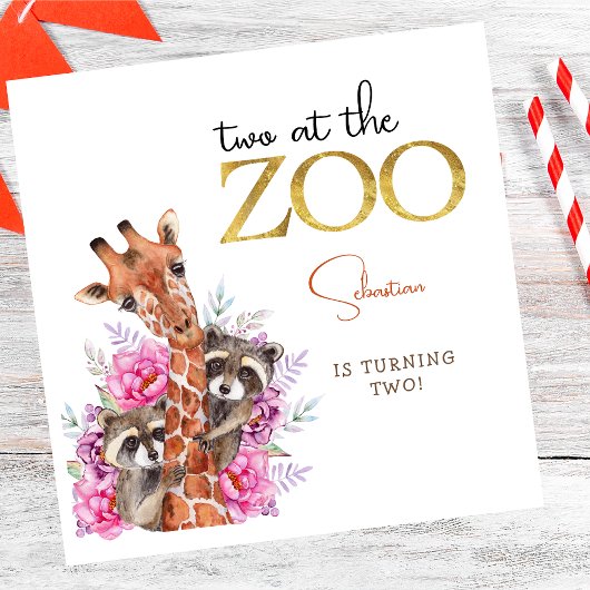 Twee in de dierentuin safari dieren kinderen verja servet