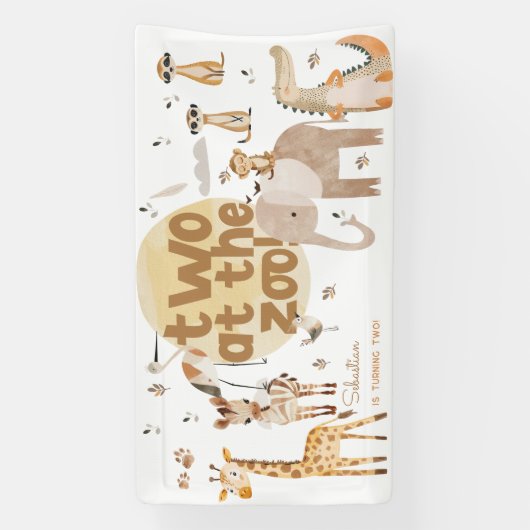 Twee in de dierentuin safari dieren tweede kindere spandoek (Verticaal)