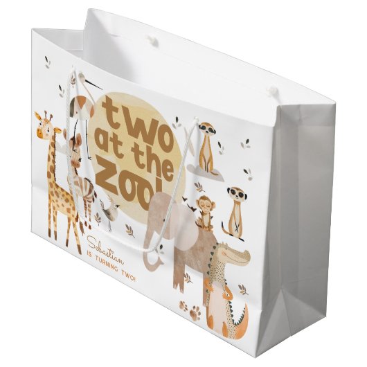 Twee in de dierentuin safari tweede dieren kindere groot cadeauzakje (Voorkant Gekanteld)