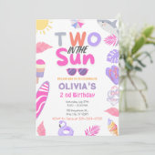 Twee in de zon roze meisje strand 2 verjaardagsfee kaart (Staand voorkant)